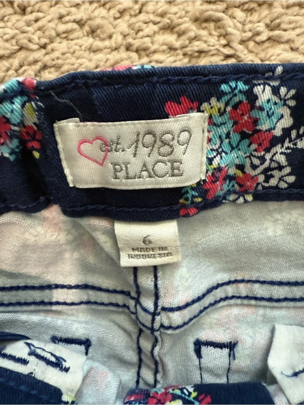 The Children's Place Navy Floral Slim Jeans